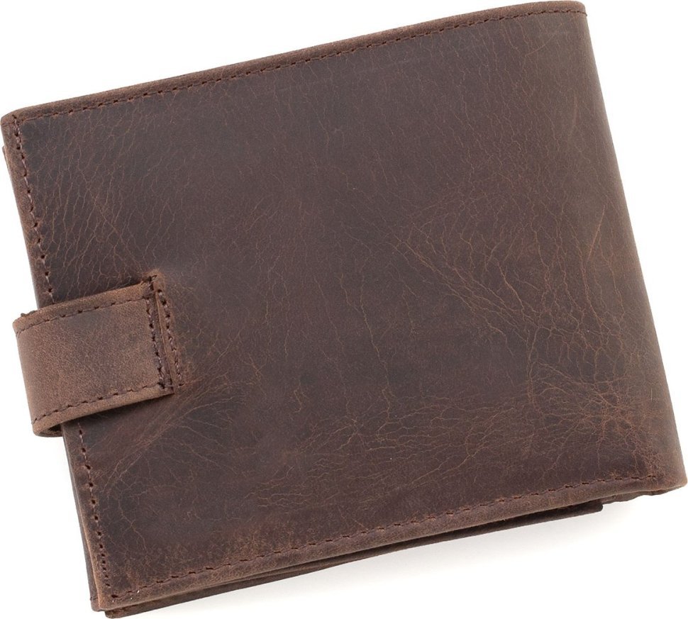 Темно-коричневе чоловіче шкіряне портмоне з блоком під карти та документи KARYA (18270)