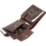 Темно-коричневое мужское кожаное портмоне с блоком под карты и документы KARYA (18270) - 7