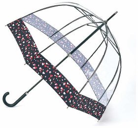Зонт женский Fulton L866 Birdcage-2 Luxe Love Hearts (Трость, механика, прозрачный с принтом сердечек) 94130