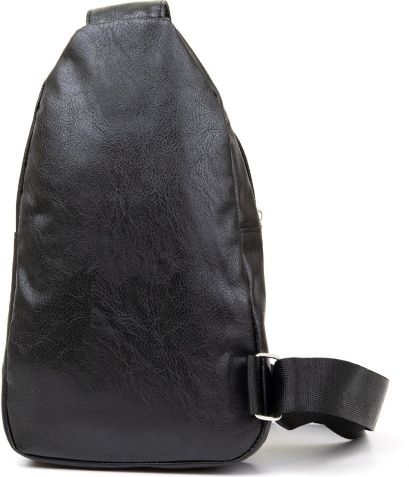 Черная мужская сумка-рюкзак через плечо из кожзаменителя Vintage (20513)