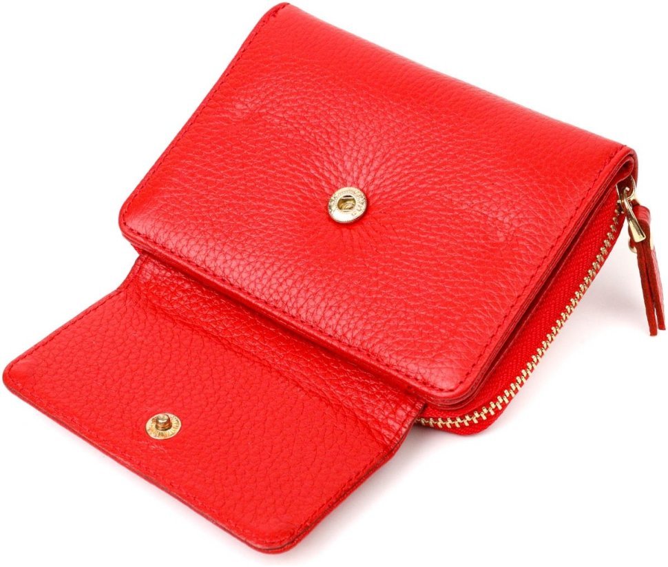 Червоний жіночий гаманець середнього розміру з натуральної шкіри з монетницею Tony Bellucci (2422013)