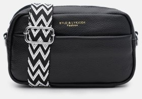 Повсякденна кросбоді сумка для жінок із фактурної шкіри Borsa Leather 104530 чорного кольору