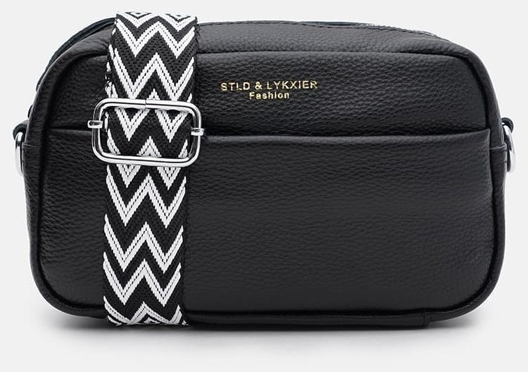 Повседневная кроссбоди сумка для женщин из фактурной кожи Borsa Leather 104530 черного цвета фото №2 Повседневная кроссбоди сумка для женщин из фактурной кожи Borsa Leather 104530 черного цвета modnotak фото №2