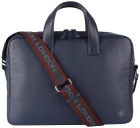 Кожаная деловая мужская сумка для ноутбука Brampton London Maven 94530 (Синего цвета, до 14")