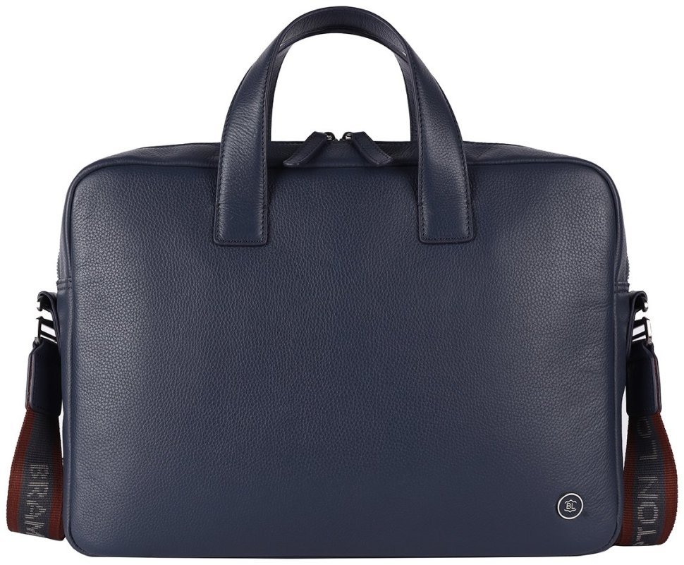 Кожаная деловая мужская сумка для ноутбука Brampton London Maven 94530 (Синего цвета, до 14") modnotak фото №2