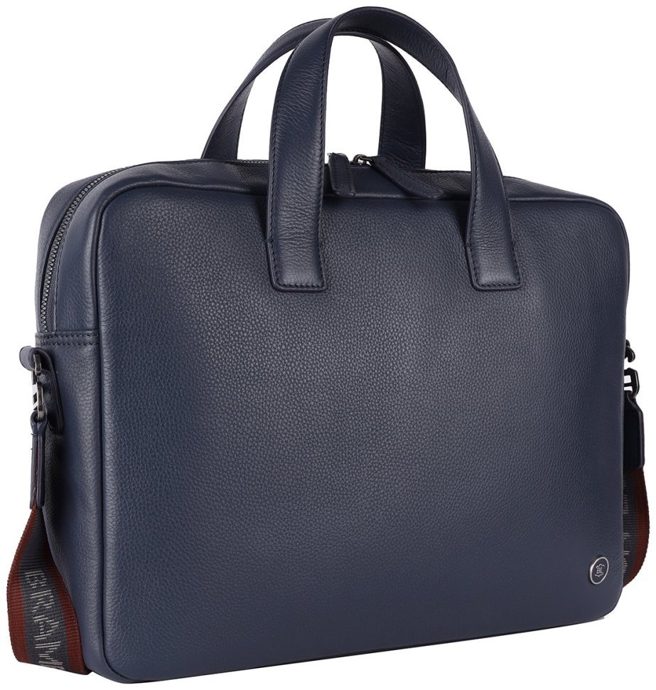 Кожаная деловая мужская сумка для ноутбука Brampton London Maven 94530 (Синего цвета, до 14") modnotak фото №3