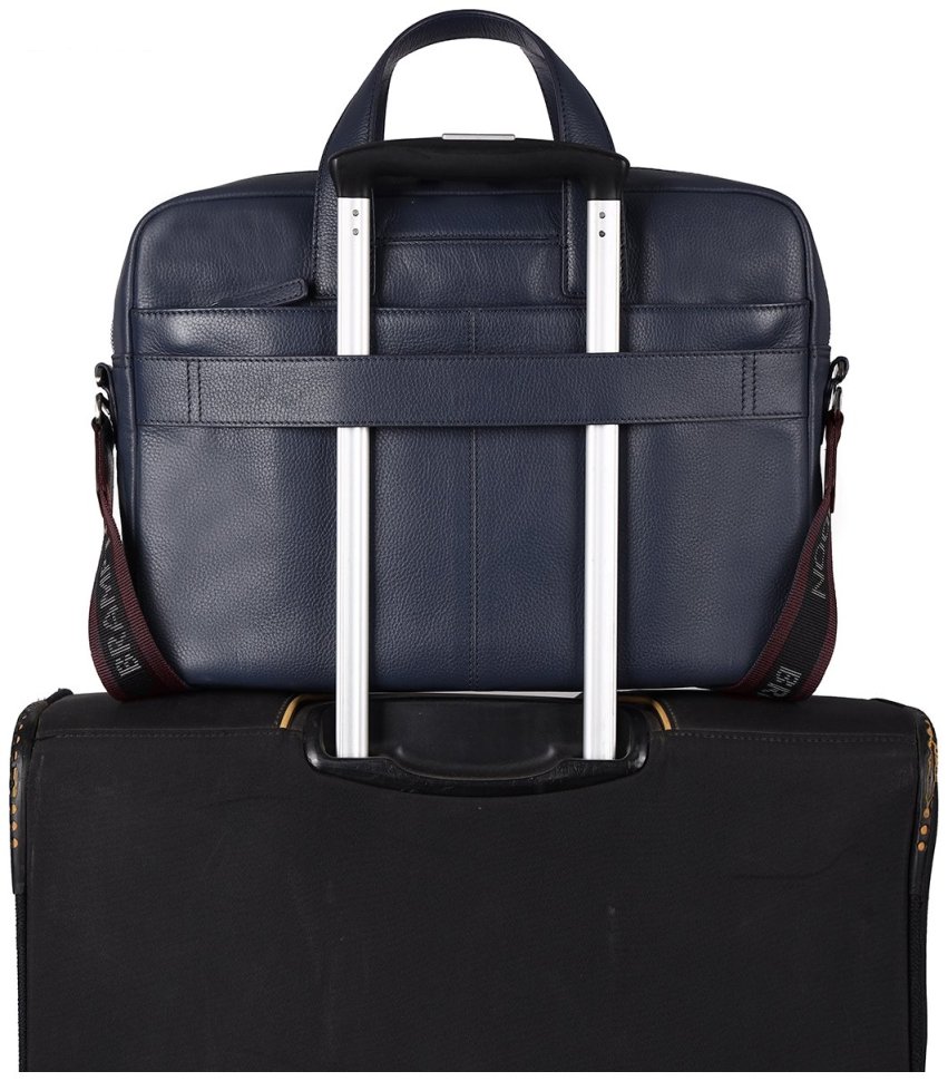 Кожаная деловая мужская сумка для ноутбука Brampton London Maven 94530 (Синего цвета, до 14") modnotak фото №10