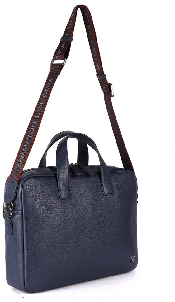 Кожаная деловая мужская сумка для ноутбука Brampton London Maven 94530 (Синего цвета, до 14") modnotak фото №13