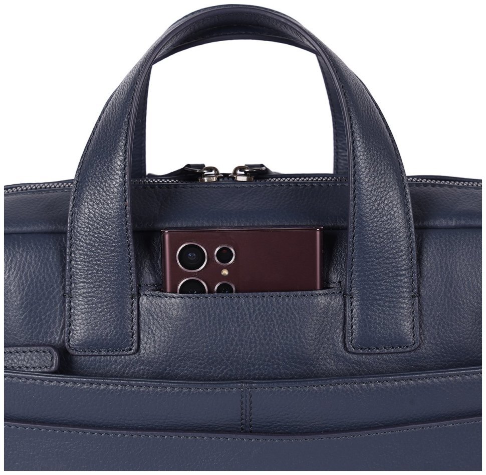 Кожаная деловая мужская сумка для ноутбука Brampton London Maven 94530 (Синего цвета, до 14") modnotak фото №14