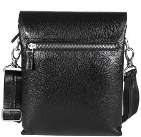 Кожаная мужская сумка-планшет черного цвета с клапаном DESISAN (19217) - 2