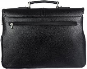 Мужской кожаный портфель с ярко-выраженной фактурой черного цвета Desisan (19121) - 2
