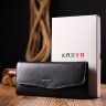 Класичний жіночий чорний гаманець з натуральної шкіри з клапаном KARYA (2421116) - 9