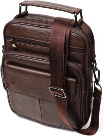 Коричневая мужская сумка-барсетка вертикального формата из натуральной кожи флотар Vintage 2421952