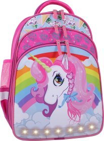 Шкільний рюкзак для дівчаток малинового кольору з однорогом Bagland (55330)