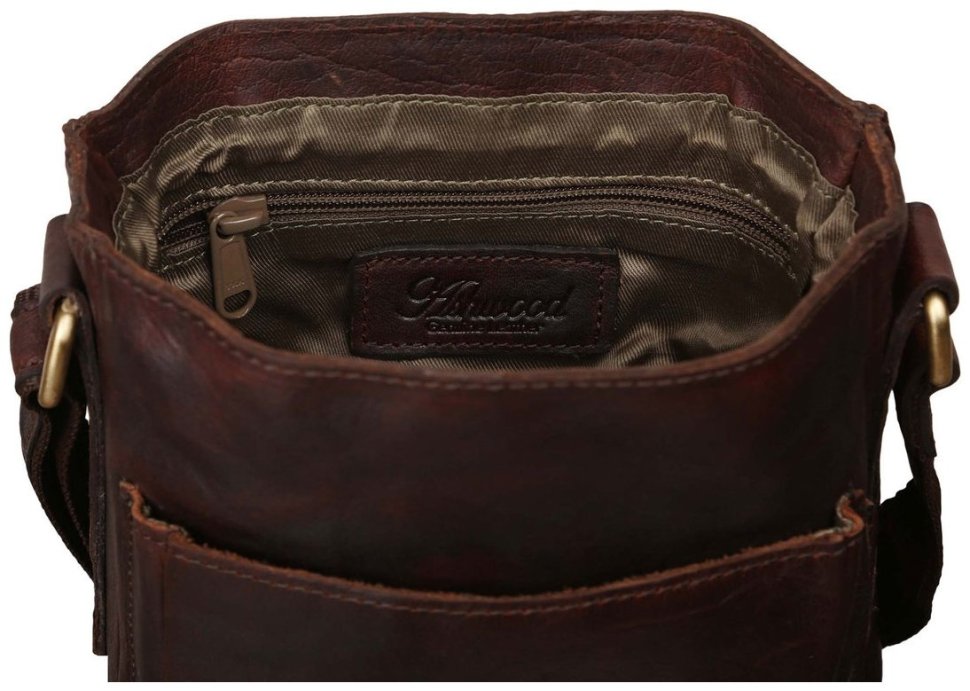 Мужская кожаная сумка через плечо с клапаном на магните Ashwood G31 коричневого цвета 95430 modnotak фото №4