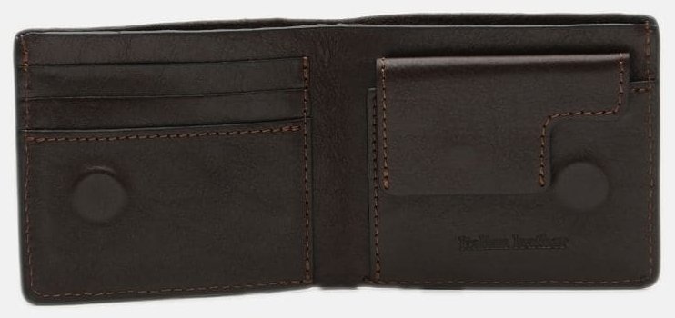 Стильний чоловічий шкіряний гаманець коричневого кольору на магнітах Ricco Grande 65630