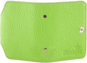 Яркая салатовая визитница из натуральной кожи на кнопке SHVIGEL (2400105)