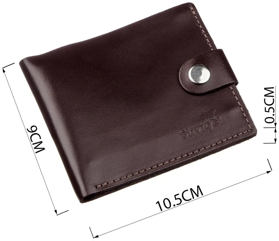 Чоловіче коричневе портмоне горизонтального типу з натуральної шкіри без монетниці SHVIGEL (2416214) modnotak фото №9