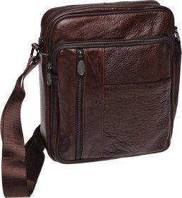 Мужская кожаная сумка через плечо в коричневом цвете Borsa Leather (21395)