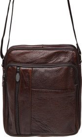 Чоловічі шкіряні сумки через плече в коричневому кольорі Borsa Leather (21395)