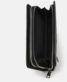 Мужской кожаный клатч черного цвета на два автономных отделения Ricco Grande (56930)