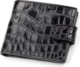 Невелике портмоне з чорної шкіри крокодила CROCODILE LEATHER (024-18056)