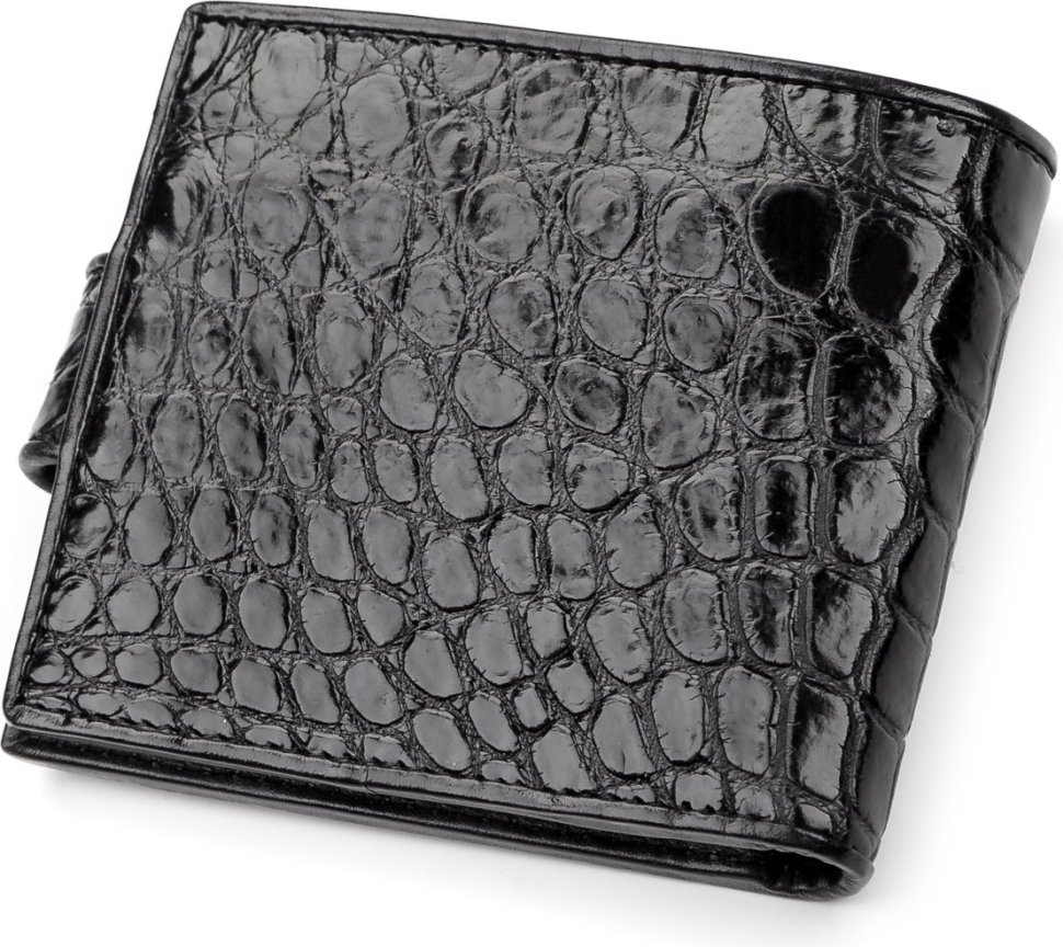 Небольшое портмоне из черной кожи крокодила CROCODILE LEATHER (024-18056)
