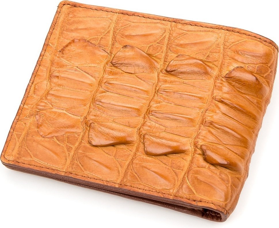 Яскраве портмоне з натуральної шкіри крокодила рудого кольору CROCODILE LEATHER (024-18162)