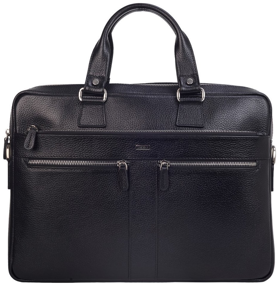 Портфель из фактурной кожи для ноутбука и документов А4 Desisan 107230 черного цвета через плечо modnotak фото №1