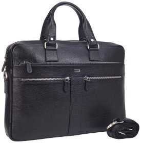 Портфель із фактурної шкіри для ноутбука та документів А4 Desisan 107230 чорного кольору через плече