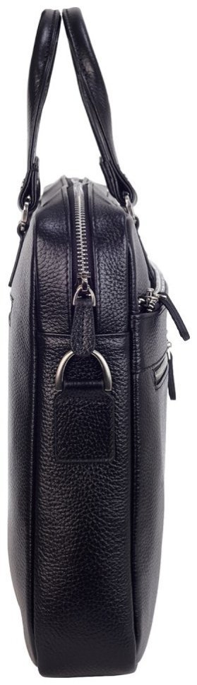 Портфель из фактурной кожи для ноутбука и документов А4 Desisan 107230 черного цвета через плечо modnotak фото №4