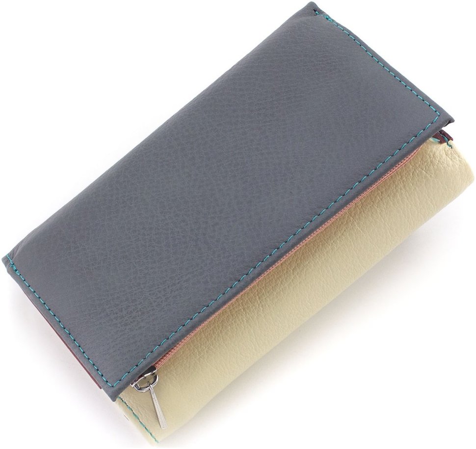 Кожаный женский кошелек в разноцветном окрасе с фиксацией на магниты ST Leather 1767330