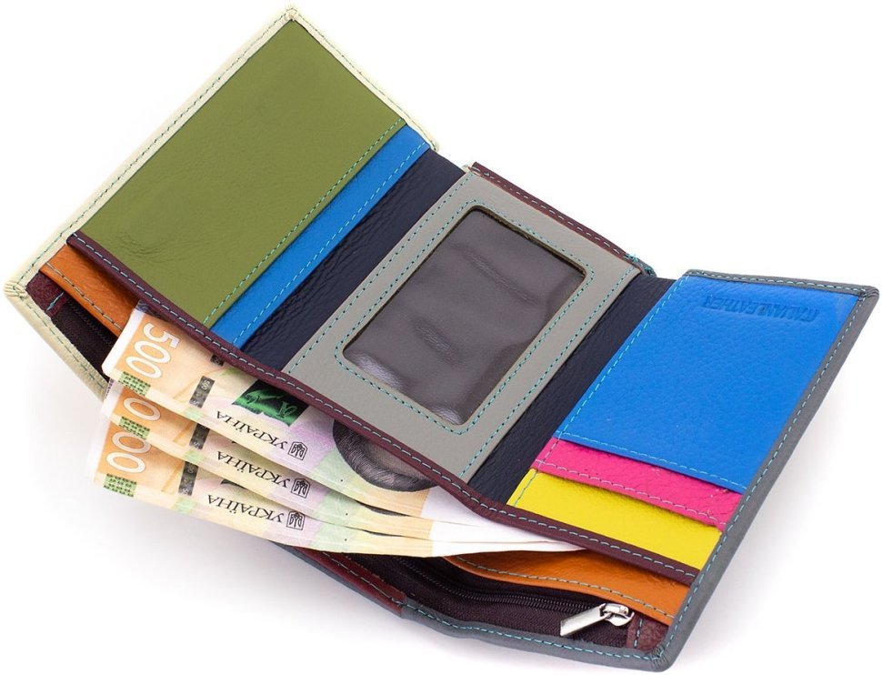 Кожаный женский кошелек в разноцветном окрасе с фиксацией на магниты ST Leather 1767330