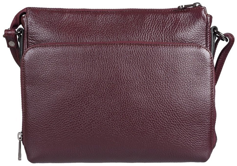 Вместительная женская сумка из кожи флотар на плечо Desisan 107430 бордового цвета modnotak фото №2