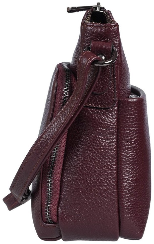 Вместительная женская сумка из кожи флотар на плечо Desisan 107430 бордового цвета modnotak фото №3