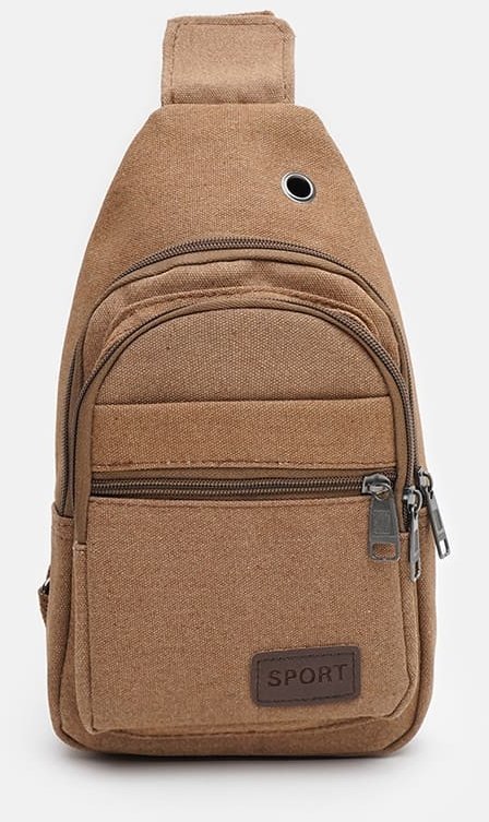 Чоловіча тактична сумка-слінг із коричневого текстилю Monsen (22162)