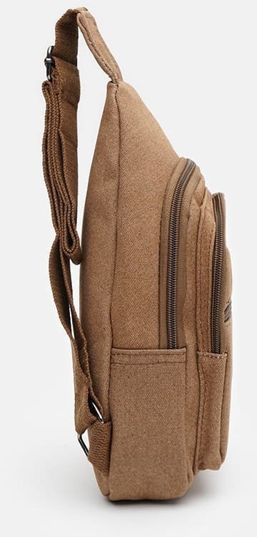 Мужская тактическая сумка-слинг из коричневого текстиля Monsen (22162)