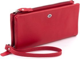Шкіряний жіночий гаманець-клатч червоного кольору ST Leather 1767430