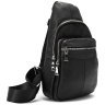 Мужская сумка-слинг вертикального типа из фактурной кожи черного цвета Tiding Bag 77530 - 1