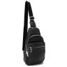 Мужская сумка-слинг вертикального типа из фактурной кожи черного цвета Tiding Bag 77530 - 4