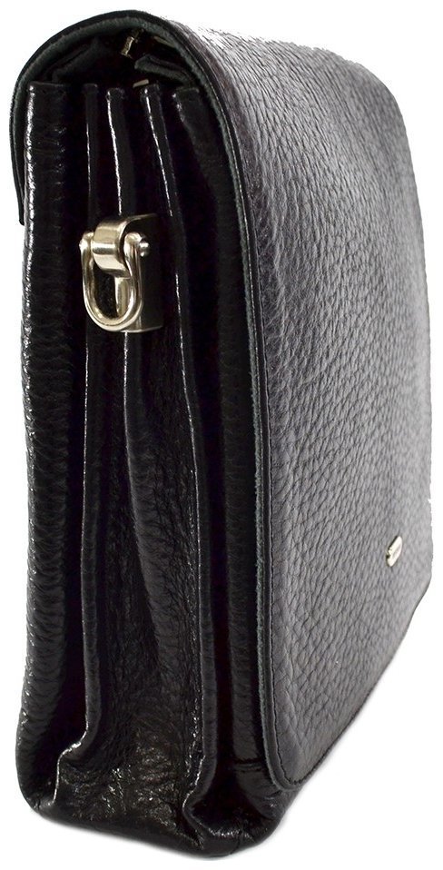 Мужская кожаная сумка планшет с большим клапаном на магнитах DESISAN 107630 черный modnotak фото №4