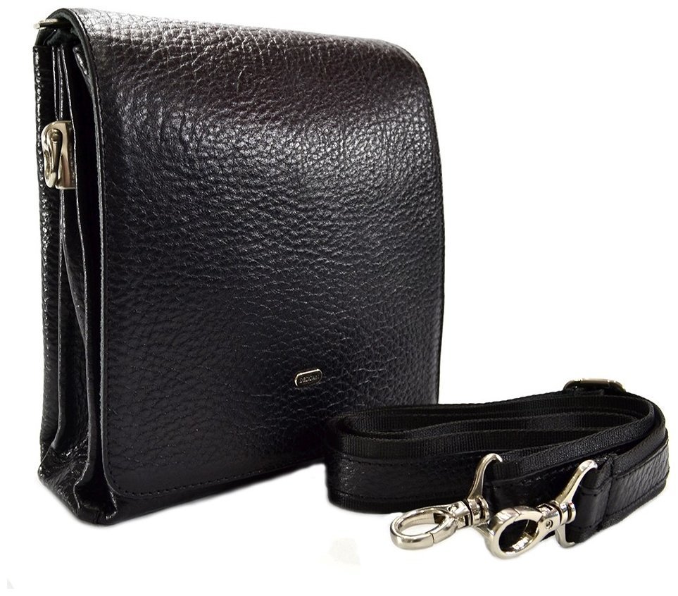 Мужская кожаная сумка планшет с большим клапаном на магнитах DESISAN 107630 черный modnotak фото №5