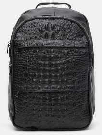 Чоловічий шкіряний рюкзак з фактурою під крокодила на два відділи Borsa Leather (22086)
