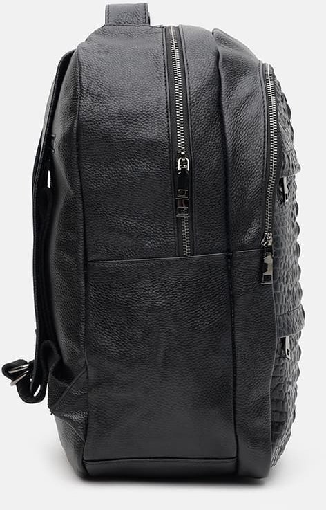 Мужской кожаный рюкзак с фактурой под крокодила на два отдела Borsa Leather (22086)
