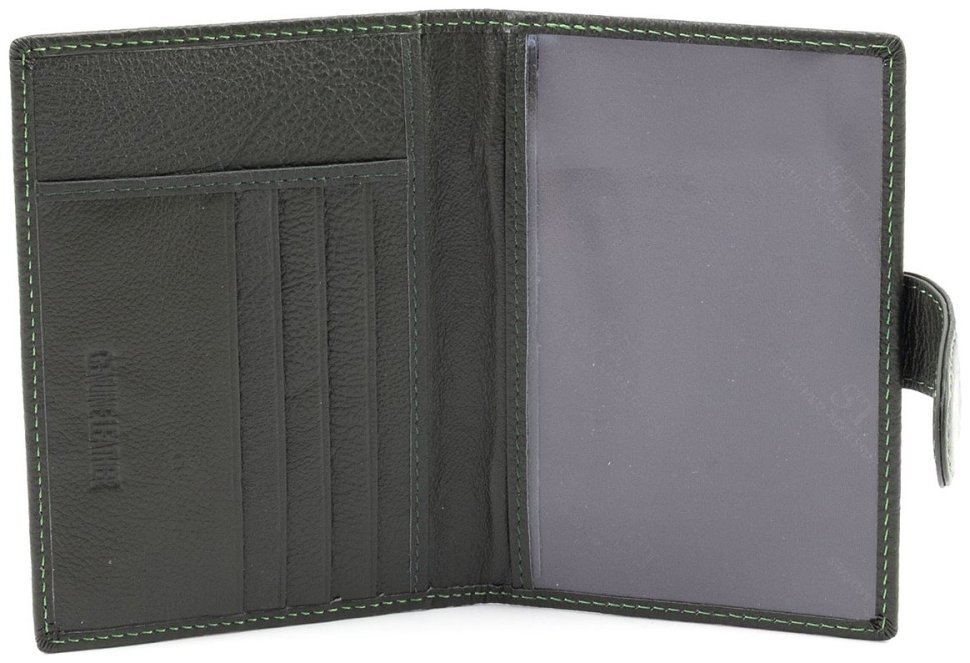 Обложка кожаная для паспорта + отделения для карточек ST Leather 97730 зеленого цвета фото №2 Обложка кожаная для паспорта + отделения для карточек ST Leather 97730 зеленого цвета modnotak фото №2