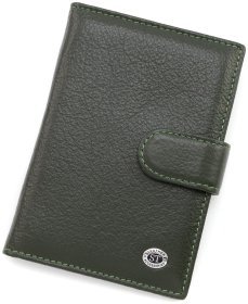 Обкладинка шкіряна для паспорта + відділення для карток ST Leather 97730 зеленого кольору