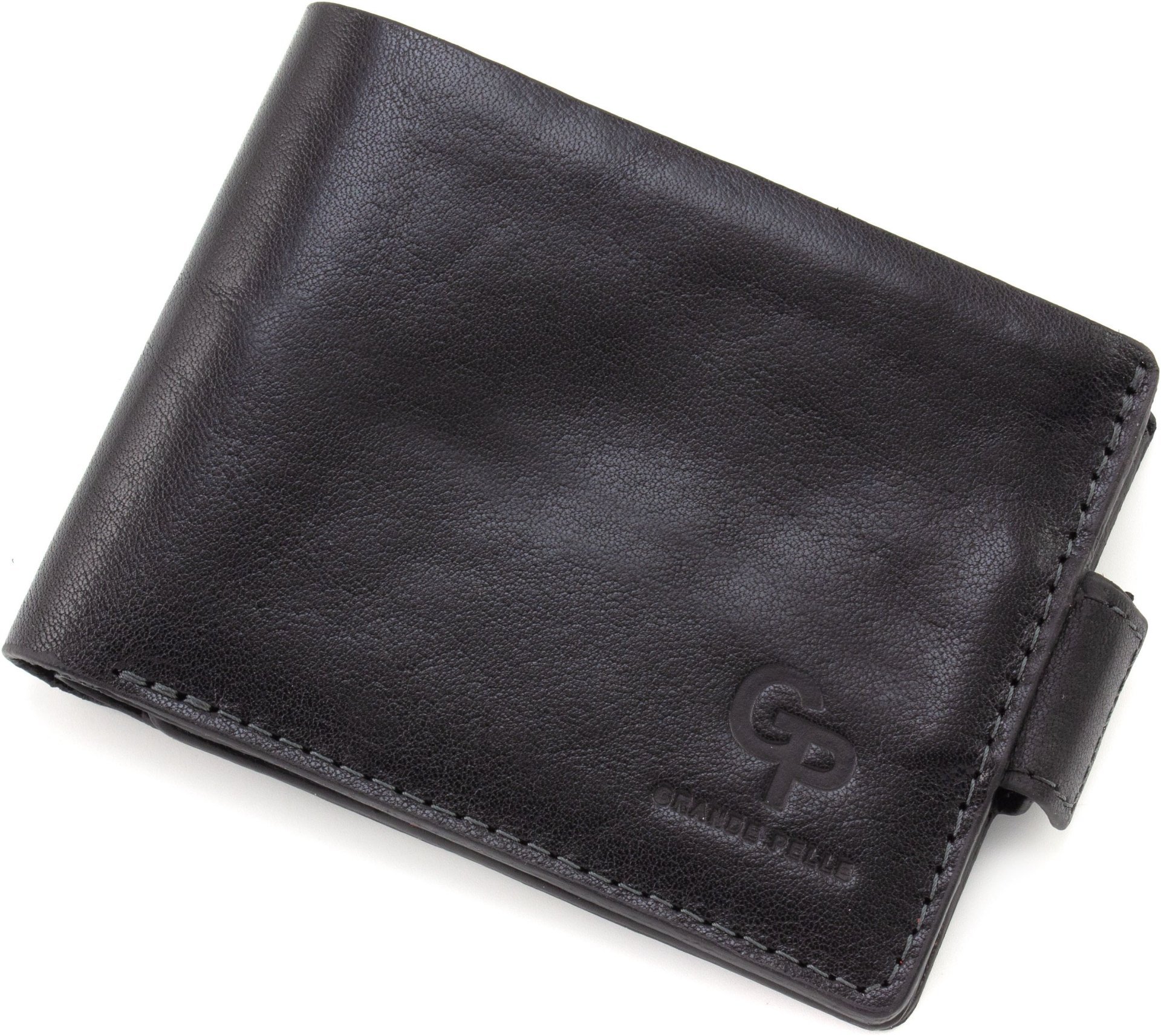 Чоловіче портмоне з високоякісної шкіри чорного кольору без монетниці Grande Pelle 67830