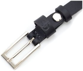 Вузький шкіряний жіночий ремінь 1.3 см Grande Pelle 15084 чорного кольору