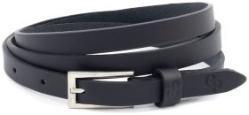 Вузький шкіряний жіночий ремінь 1.3 см Grande Pelle 15084 чорного кольору