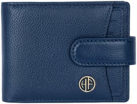 Класичний шкіряний чоловічий гаманець на кнопці з блоком для карток Hammonds Flycatcher HF502 синього кольору 108030